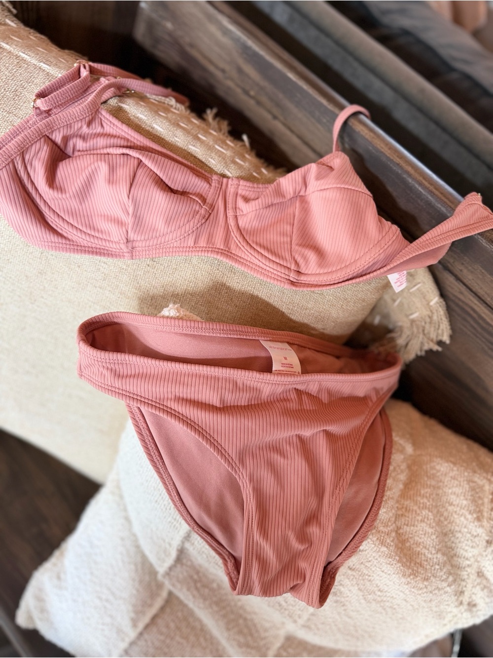 Xhilaration Ribbed Underwire Bikini Set - Mauve Pink